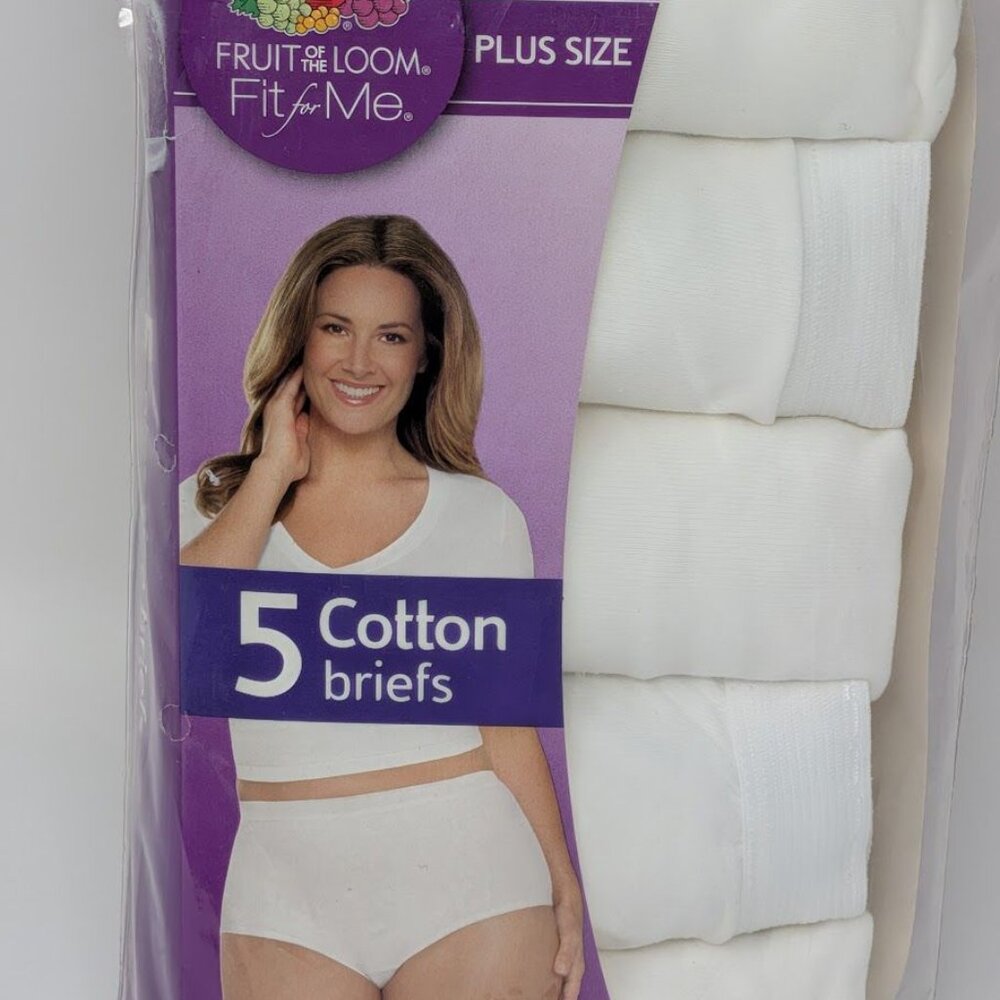 Fruit Of The Loom Fit For Me Plus Size 5-Pack Cotton Briefs White 5X